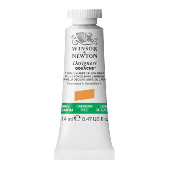 Gouache paint in tube - Winsor & Newton - Cadmium Free Yellow Deep, 14 ml