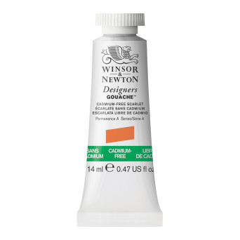 Farba gwasz Designers Gouache - Winsor & Newton - Cadmium Free Scarlet, 14 ml