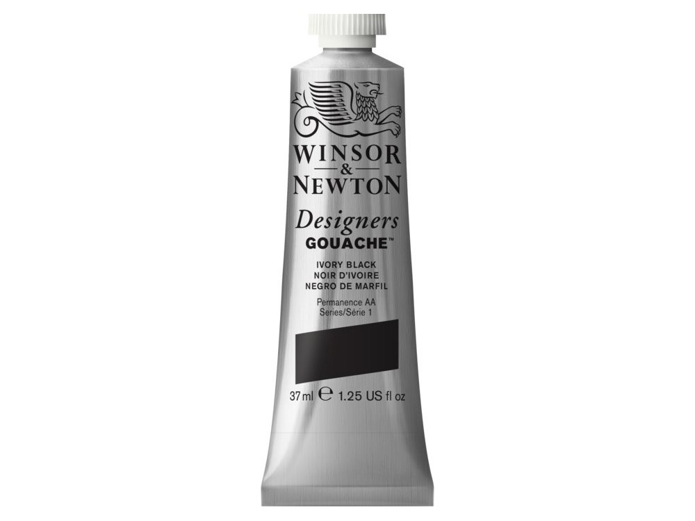 Gouache paint in tube - Winsor & Newton - Ivory Black, 37 ml