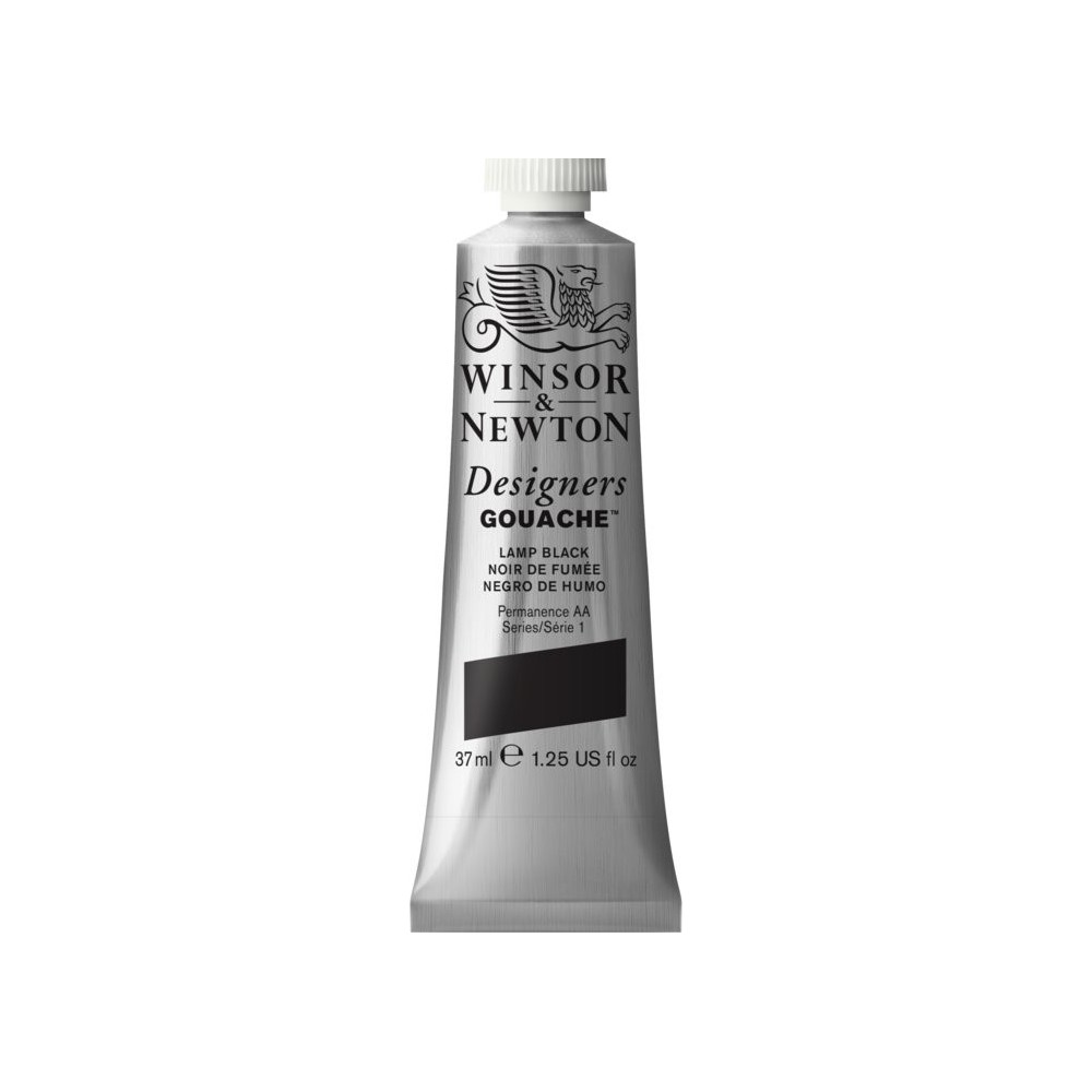 Gouache paint in tube - Winsor & Newton - Lamp Black, 37 ml