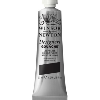 Gouache paint in tube - Winsor & Newton - Lamp Black, 37 ml