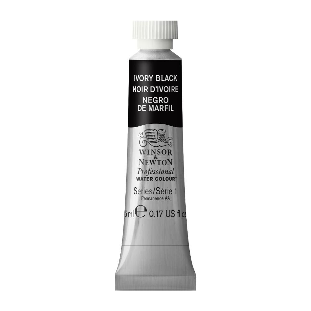 Watercolor paint Professional Watercolour - Winsor & Newton - Ivory Black, 5 ml