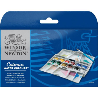Zestaw farb akwarelowych Cotman Pocket Plus - Winsor & Newton - 12 kolorów