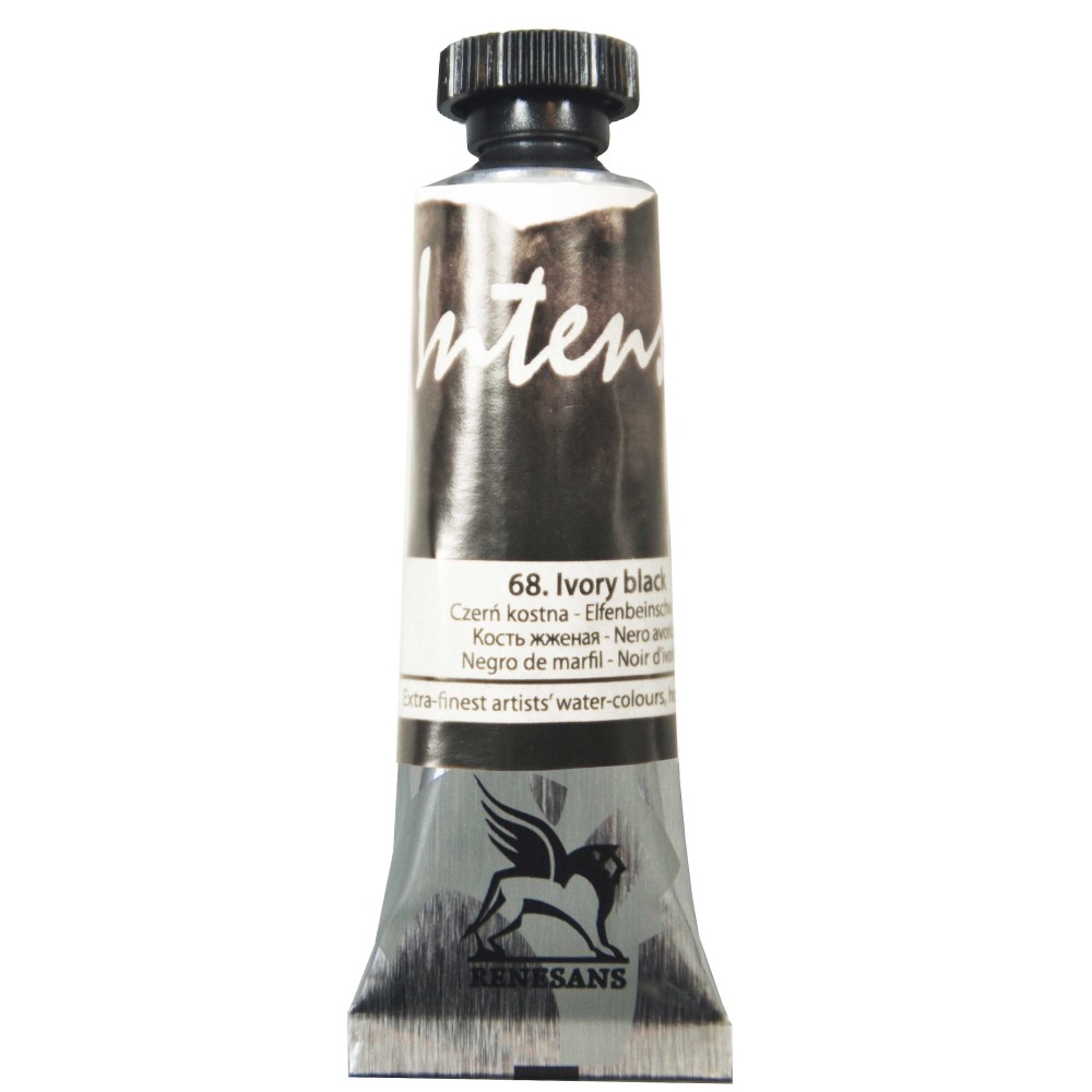 Watercolor paint Intense - Renesans - 68, ivory black, 15 ml