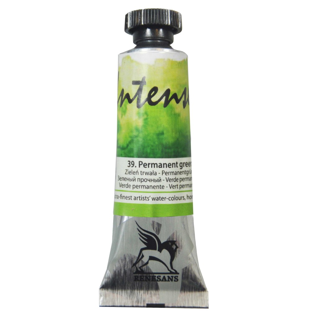 Farba akwarelowa Intense Water - Renesans - 39, permanent green, 15 ml
