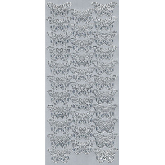 Stickersy, naklejki ażurowe - Motyle, srebrne