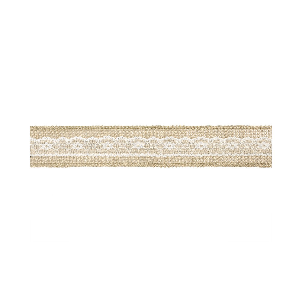 Taśma jutowa z koronką - 5 cm x 5 m