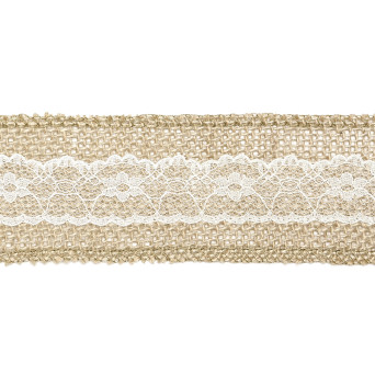 Taśma jutowa z koronką - 5 cm x 5 m