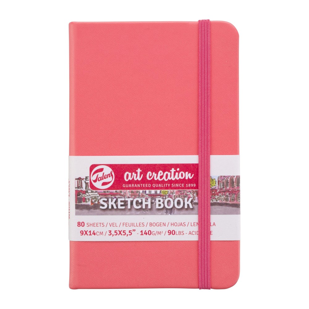Sketch Book 9 x 14 cm - Talens Art Creation - Coral Red, 140g, 80 sheets