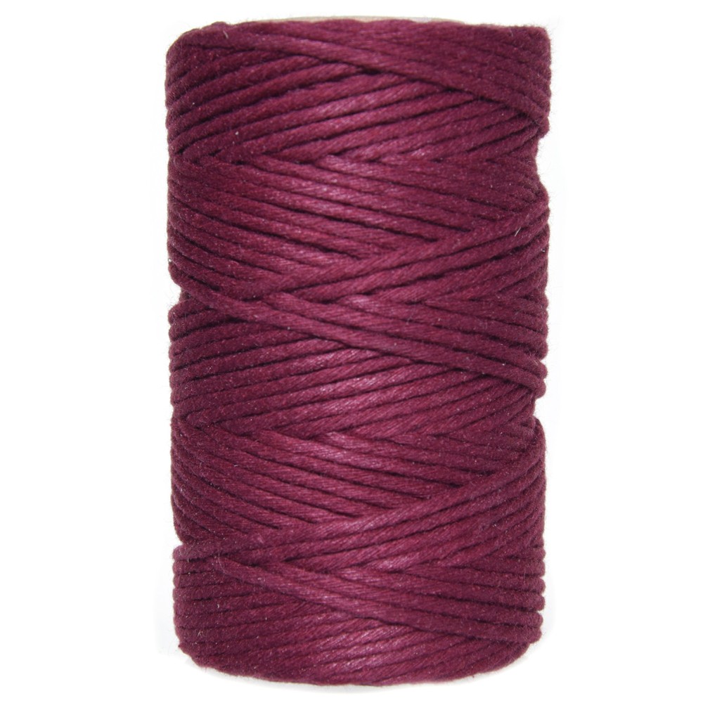 Sznurek bawełniany do makramy - bordowy, 2 mm, 100 g, 60 m