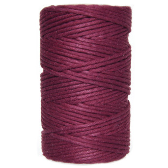 Sznurek bawełniany do makramy - bordowy, 2 mm, 100 g, 60 m
