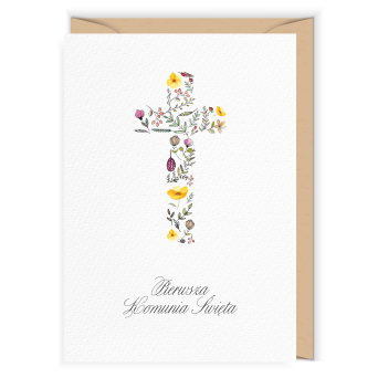 Greeting card - Cudowianki - I Komunia Święta Kwiaty, 12 x 17 cm