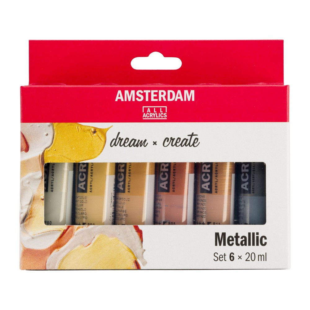 Zestaw farb akrylowych w tubkach - Amsterdam - Metallic, 6 kolorów x 20 ml