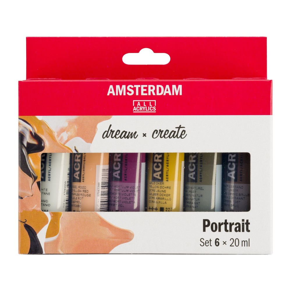 Zestaw farb akrylowych w tubkach - Amsterdam - Portrait, 6 kolorów x 20 ml