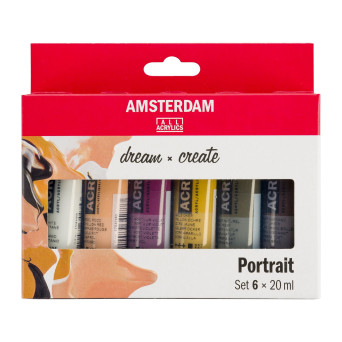 Zestaw farb akrylowych w tubkach - Amsterdam - Portrait, 6 kolorów x 20 ml