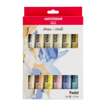 Set of acrylic paints in tubes - Amsterdam - Pastel, 12 colors x 20 ml