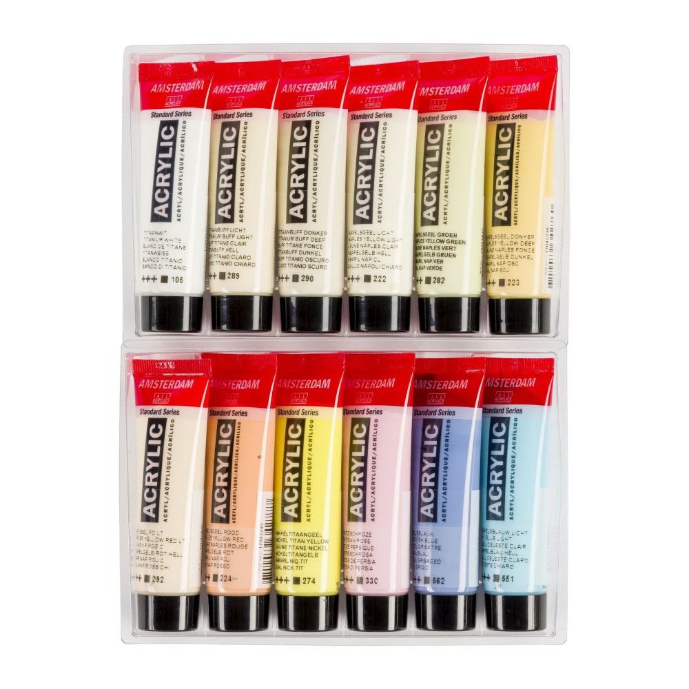 Set of acrylic paints in tubes - Amsterdam - Pastel, 12 colors x 20 ml