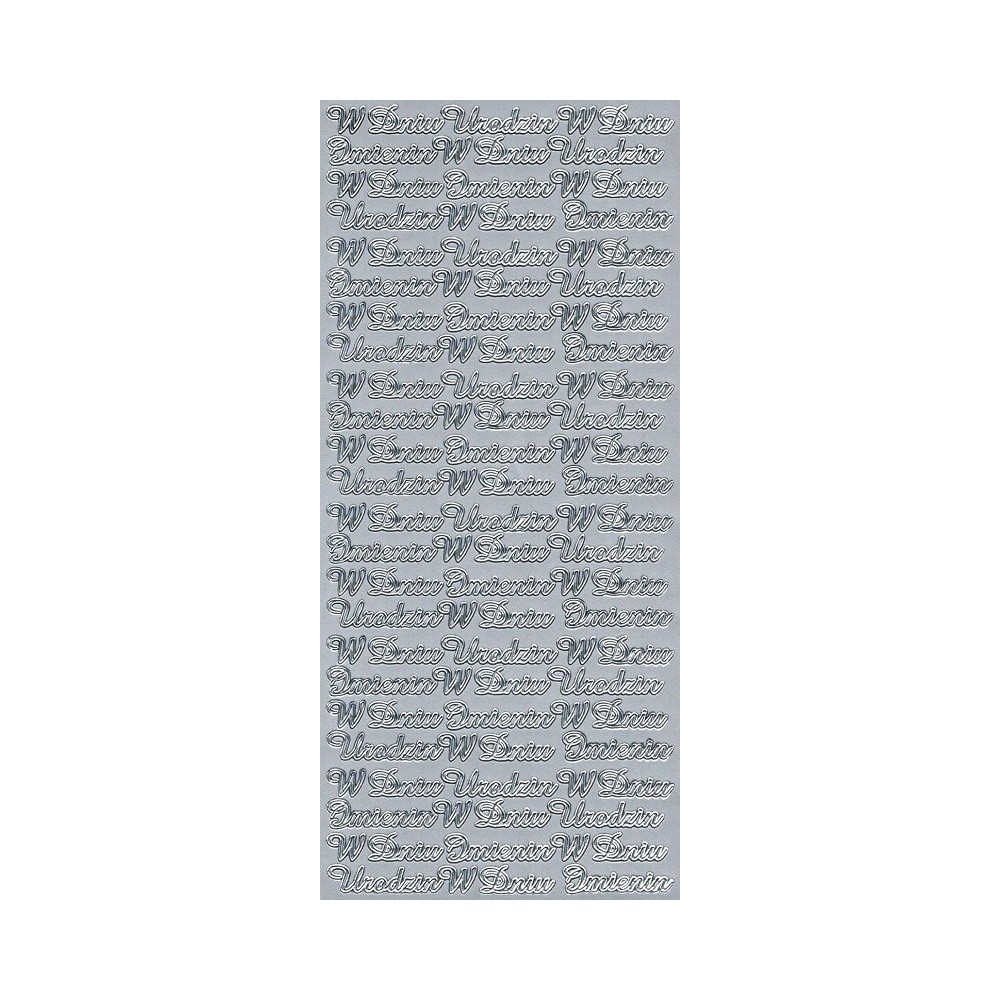 Stickersy, naklejki ażurowe - W Dniu Urodzin, srebrne