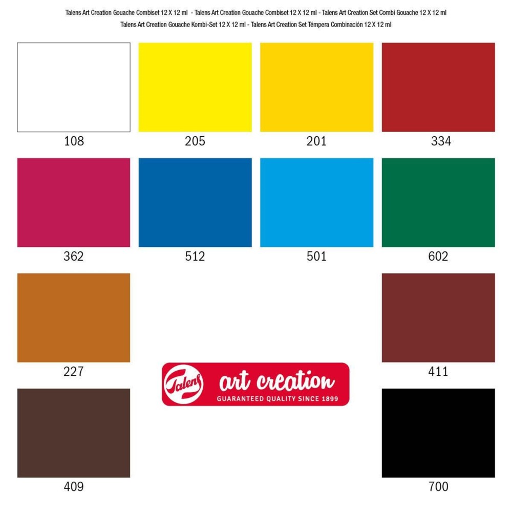 Zestaw farb gwaszy Combiset - Talens Art Creation - 12 kolorów x 12 ml