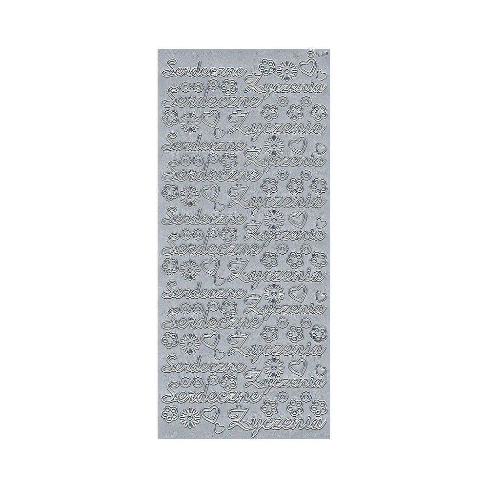 Stickersy, naklejki ażurowe - Serdeczne Życzenia, srebrne
