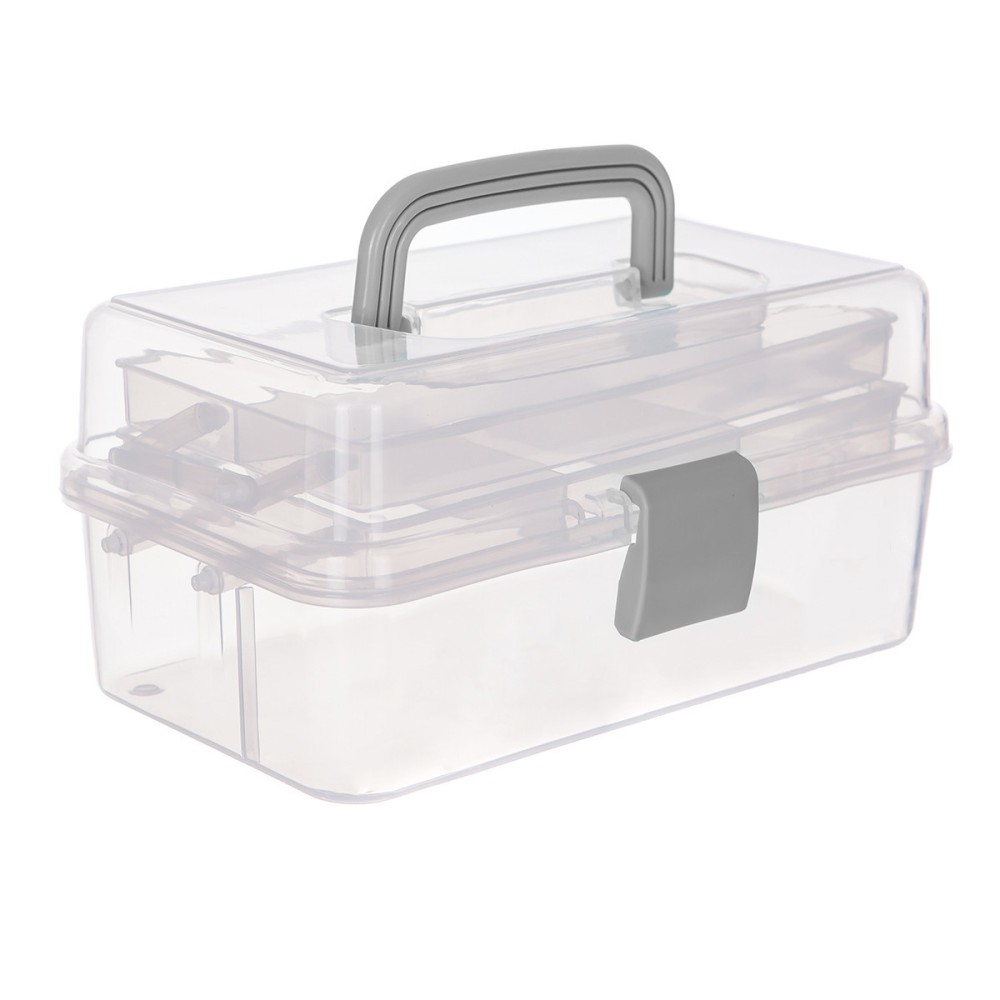Rozkładany organizer, kuferek - Simply Crafting - szary, 27 x 17,5 x 14 cm