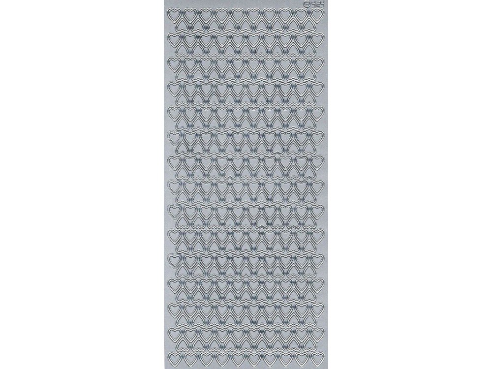Stickersy, naklejki ażurowe - Serca, srebrne