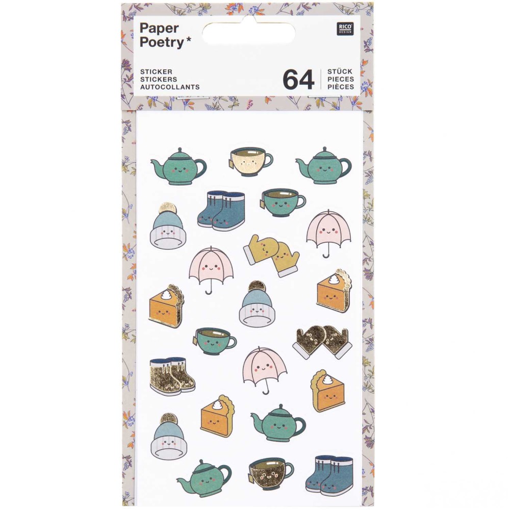 Stickers - Paper Poetry - fall motifs, 64 pcs.