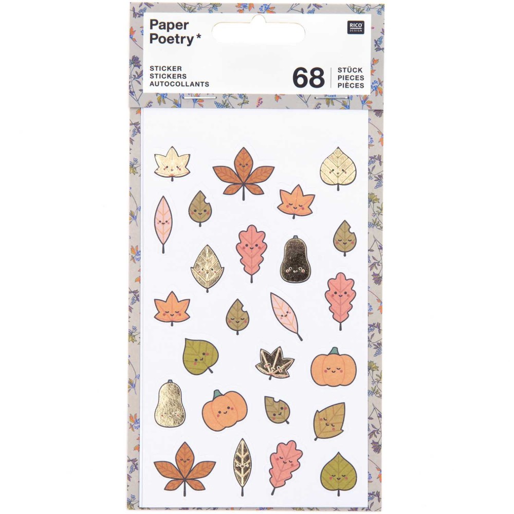 Naklejki - Paper Poetry - Jesienne liście, 68 szt.