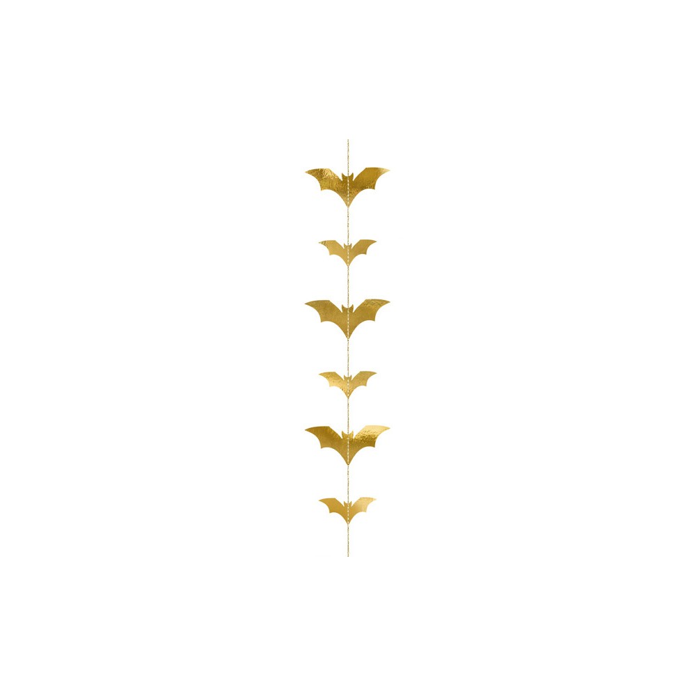 Paper garland Bats - gold, 1,5 m