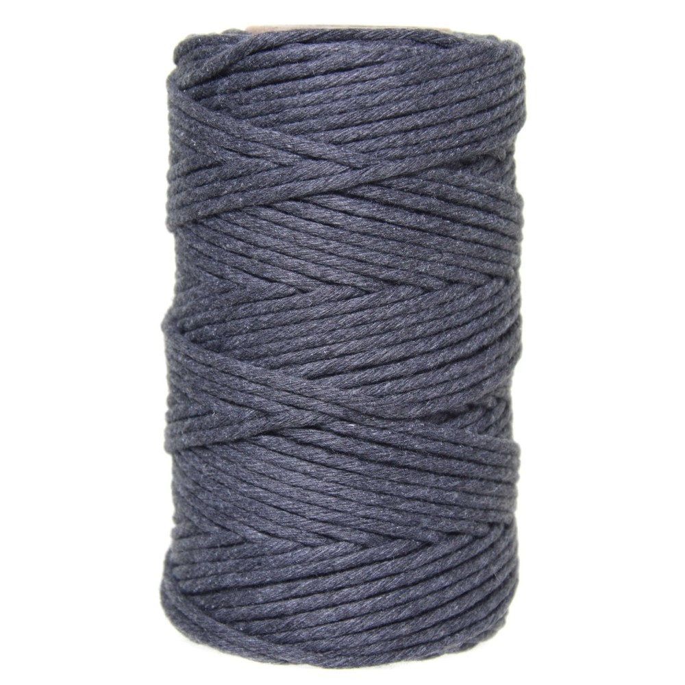 Sznurek bawełniany do makramy - antracyt, 2 mm, 100 g, 60 m