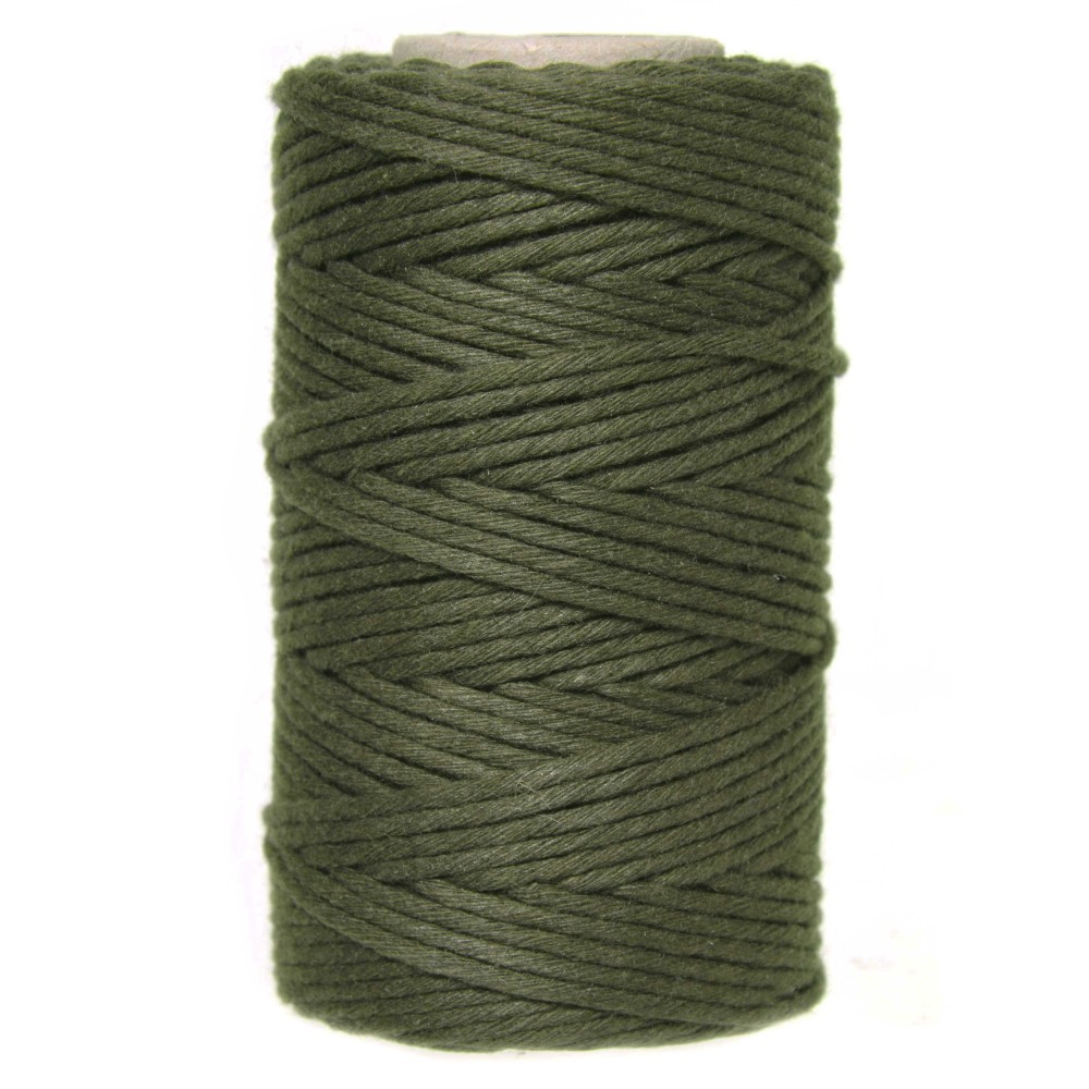 Sznurek bawełniany do makramy - oliwkowy, 2 mm, 100 g, 60 m