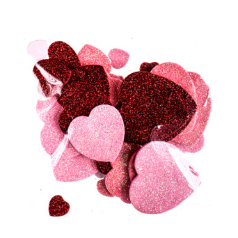 Naklejki z pianki, brokatowe - DpCraft - serca, 30 szt.