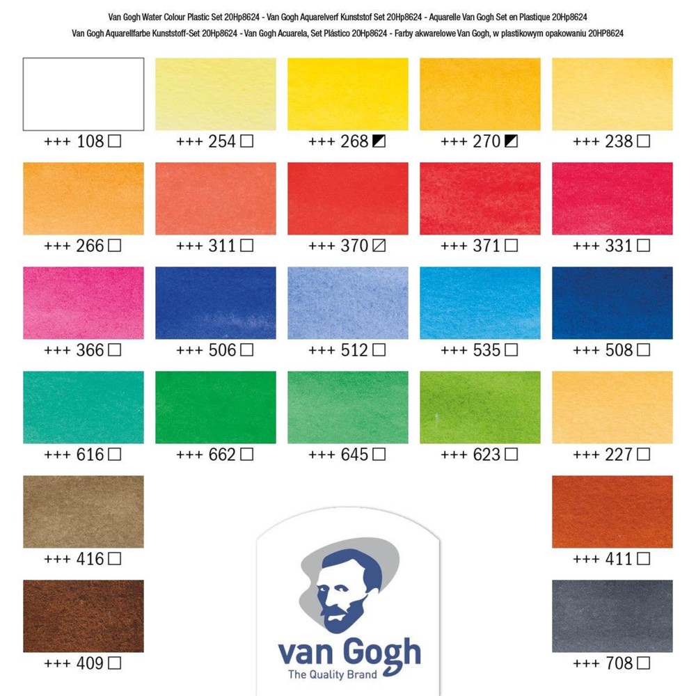 Zestaw akwareli w półkostkach - Van Gogh - 24 kolory