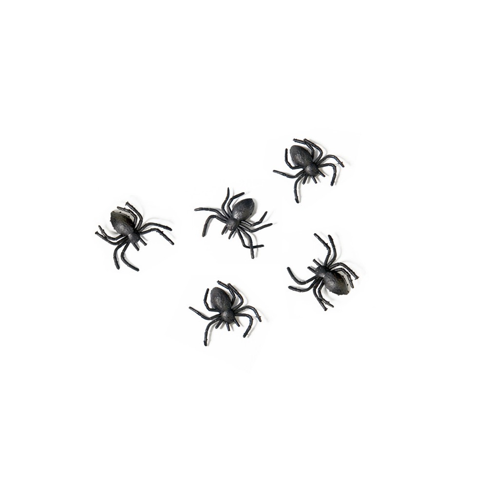 Pająki dekoracyjne, plastikowe - czarne, 3 x 3 cm, 10 szt.