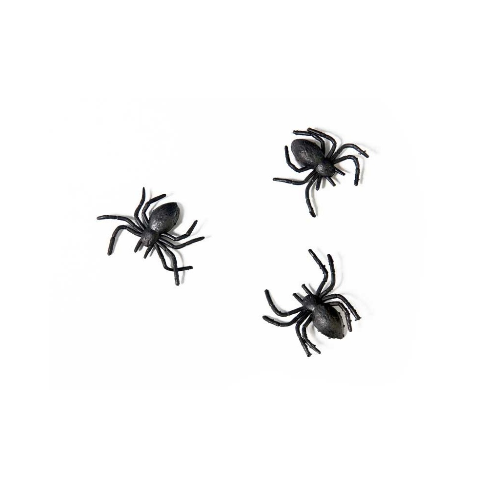 Decorative spiders - black, 3 x 3 cm, 10 pcs.