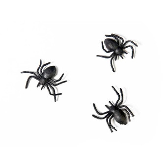 Pająki dekoracyjne, plastikowe - czarne, 3 x 3 cm, 10 szt.