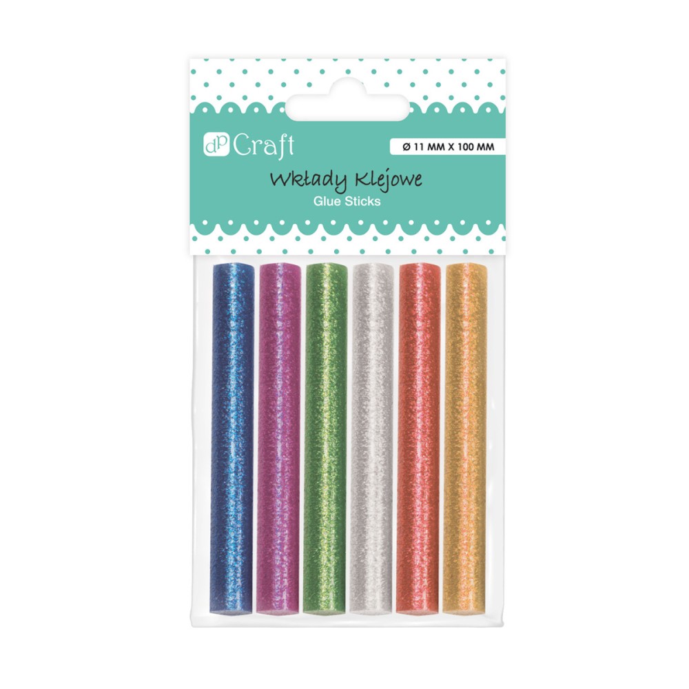 11 mm glitter glue cartridges, 6 pcs