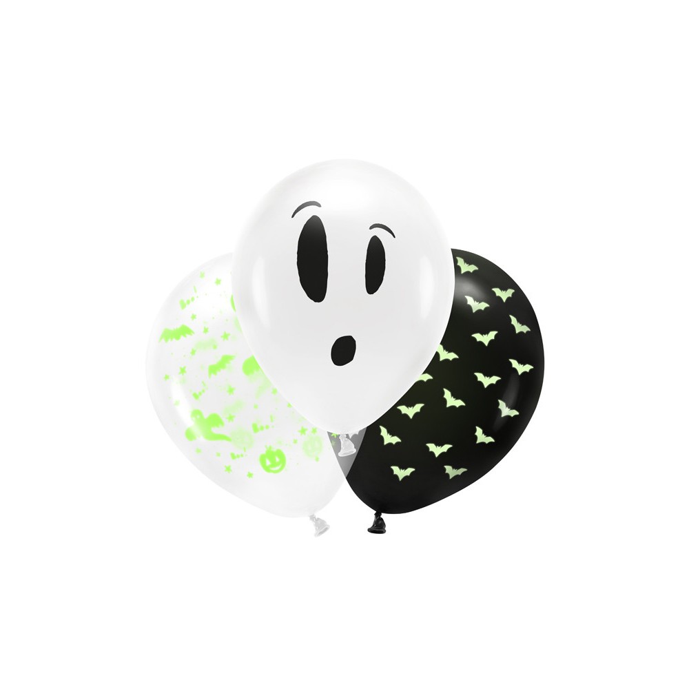 Blacklight balloons Boo! - 27 cm, 3 pcs.