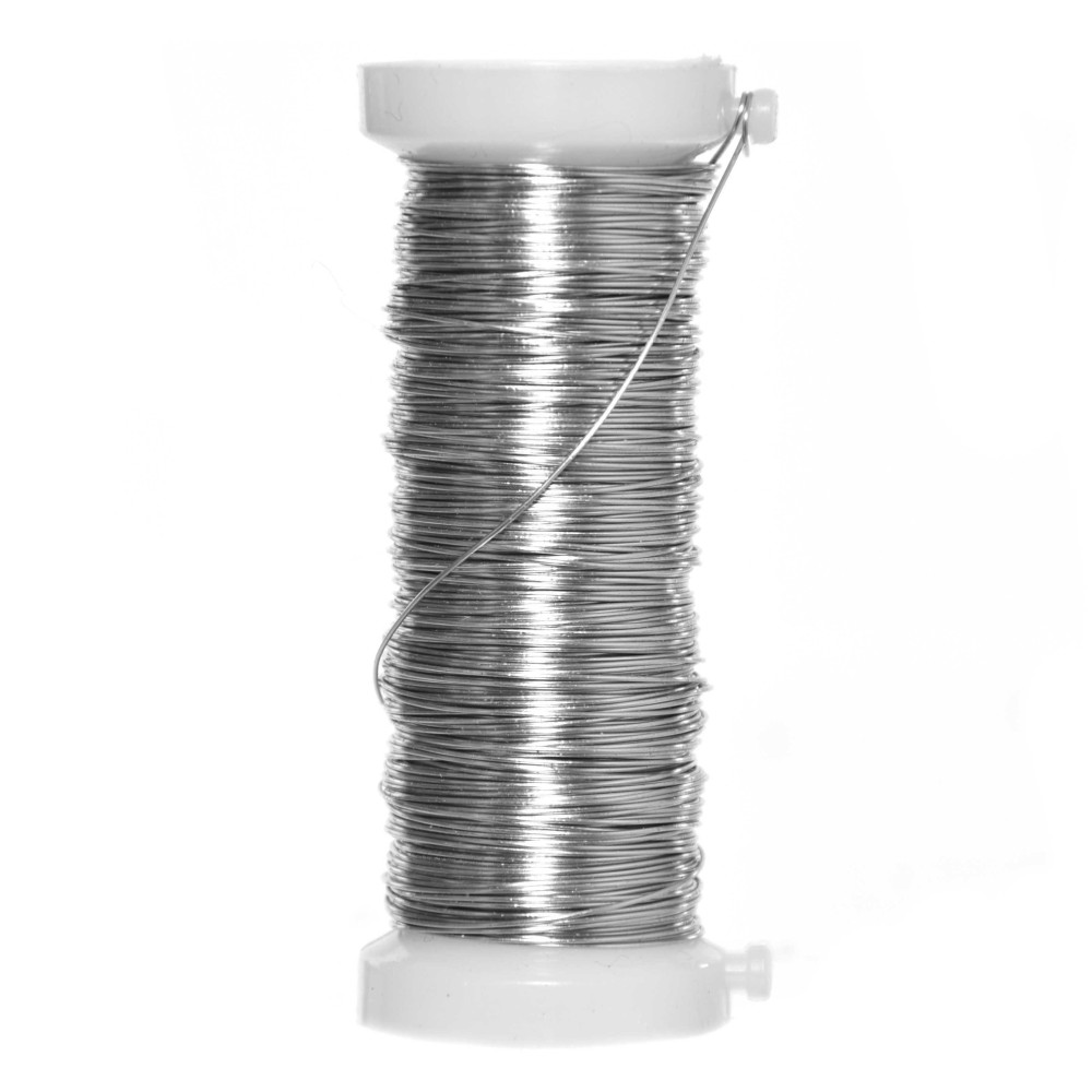 Drucik florystyczny metalowy - srebrny, 0,4 mm x 25 m