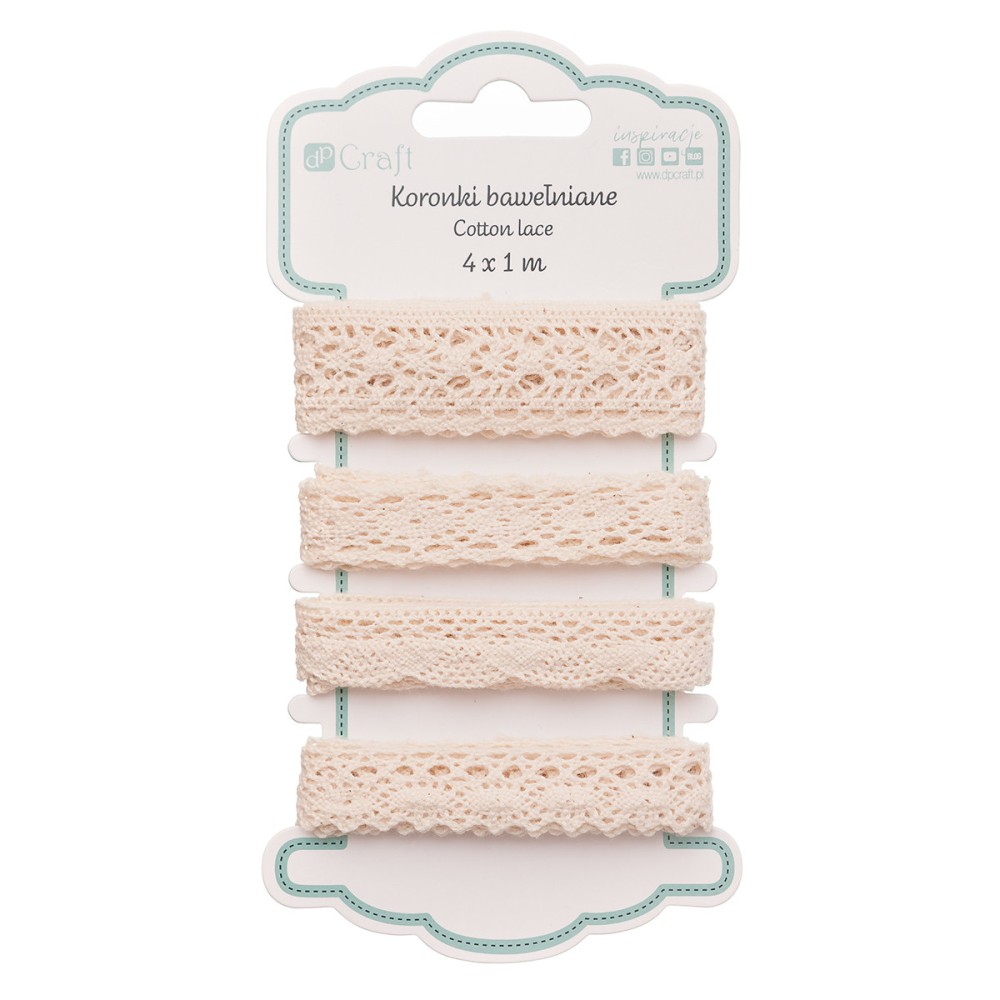 Cotton laces - DpCraft - Antique Beige, 4 szt.