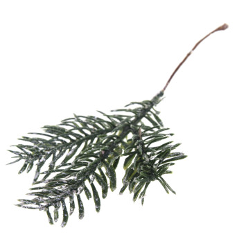 Świąteczna gałązka na piku, ośnieżona  - 19 cm
