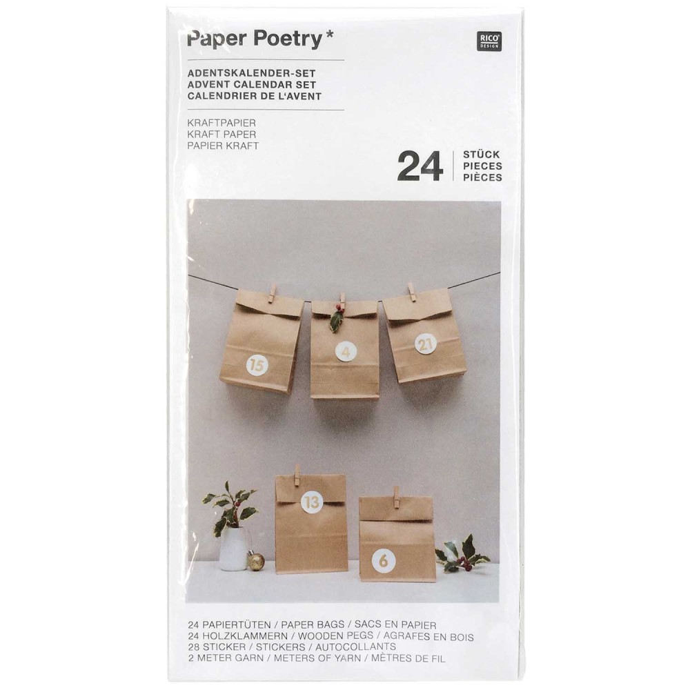 Advent calendar - Paper Poetry - kraft, 24 pcs.