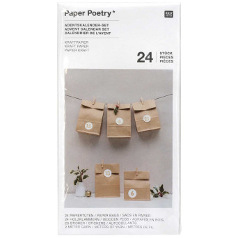 Kalendarz adwentowy - Paper Poetry - kraft, 24 szt.