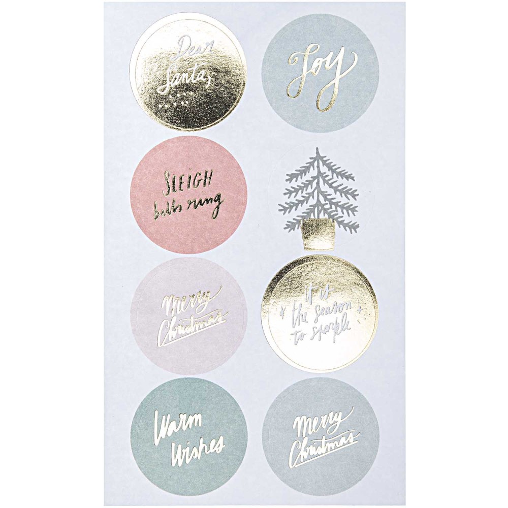Christmas round stickers - Paper Poetry - Jolly Christmas, pastel, 32 pcs.
