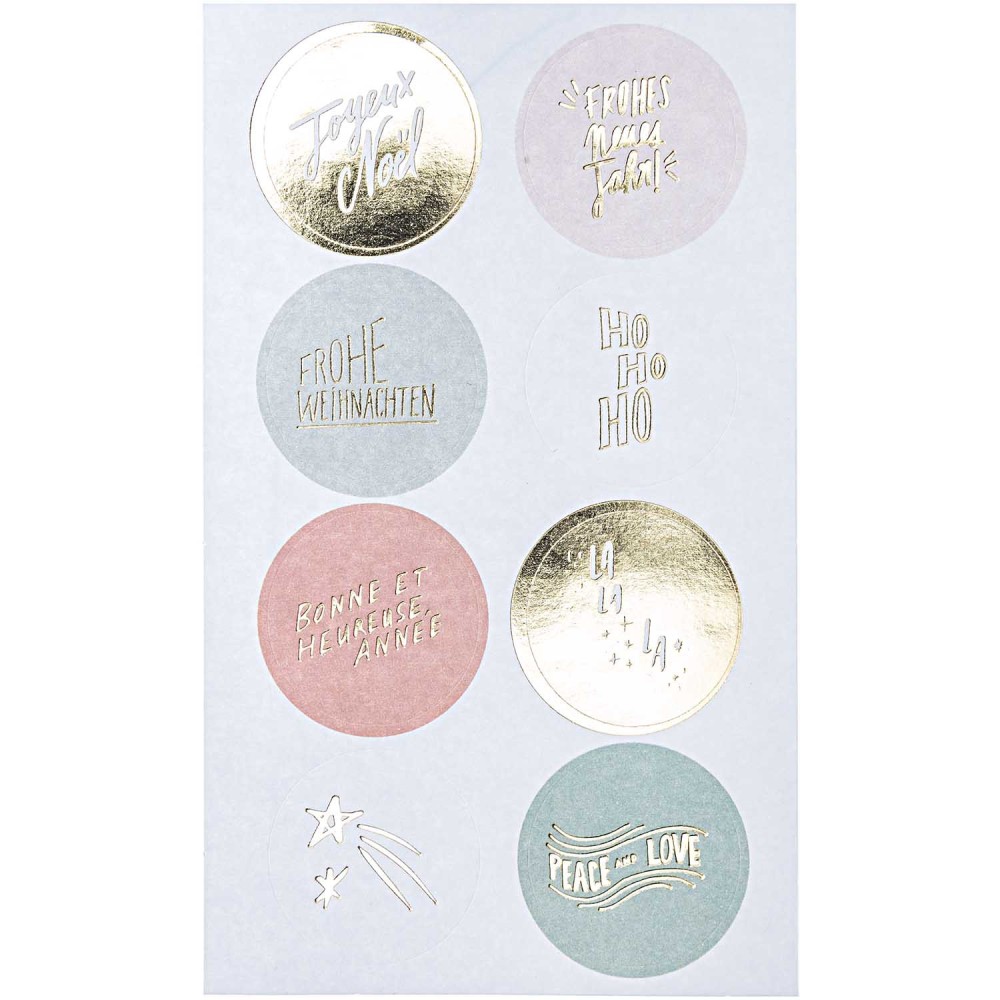 Naklejki świąteczne - Paper Poetry - Jolly Christmas, pastelowe, 32 szt.
