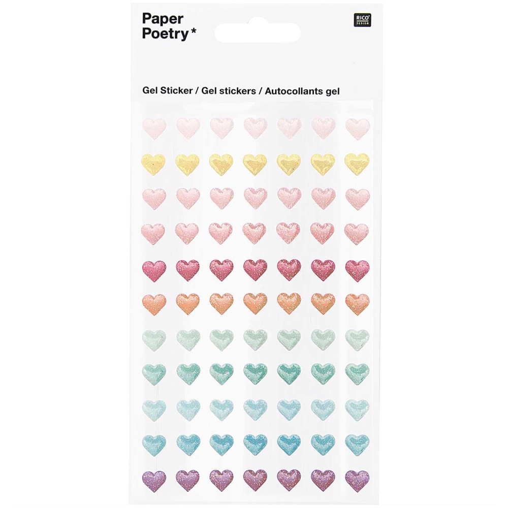 Naklejki żelowe Serca - Paper Poetry - pastelowe, 77 szt.