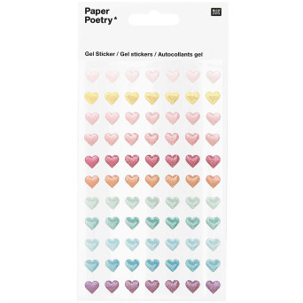 Naklejki żelowe Serca - Paper Poetry - pastelowe, 77 szt.