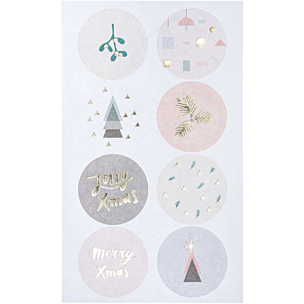Naklejki świąteczne - Paper Poetry - Jolly Christmas, pastelowe, 80 szt.