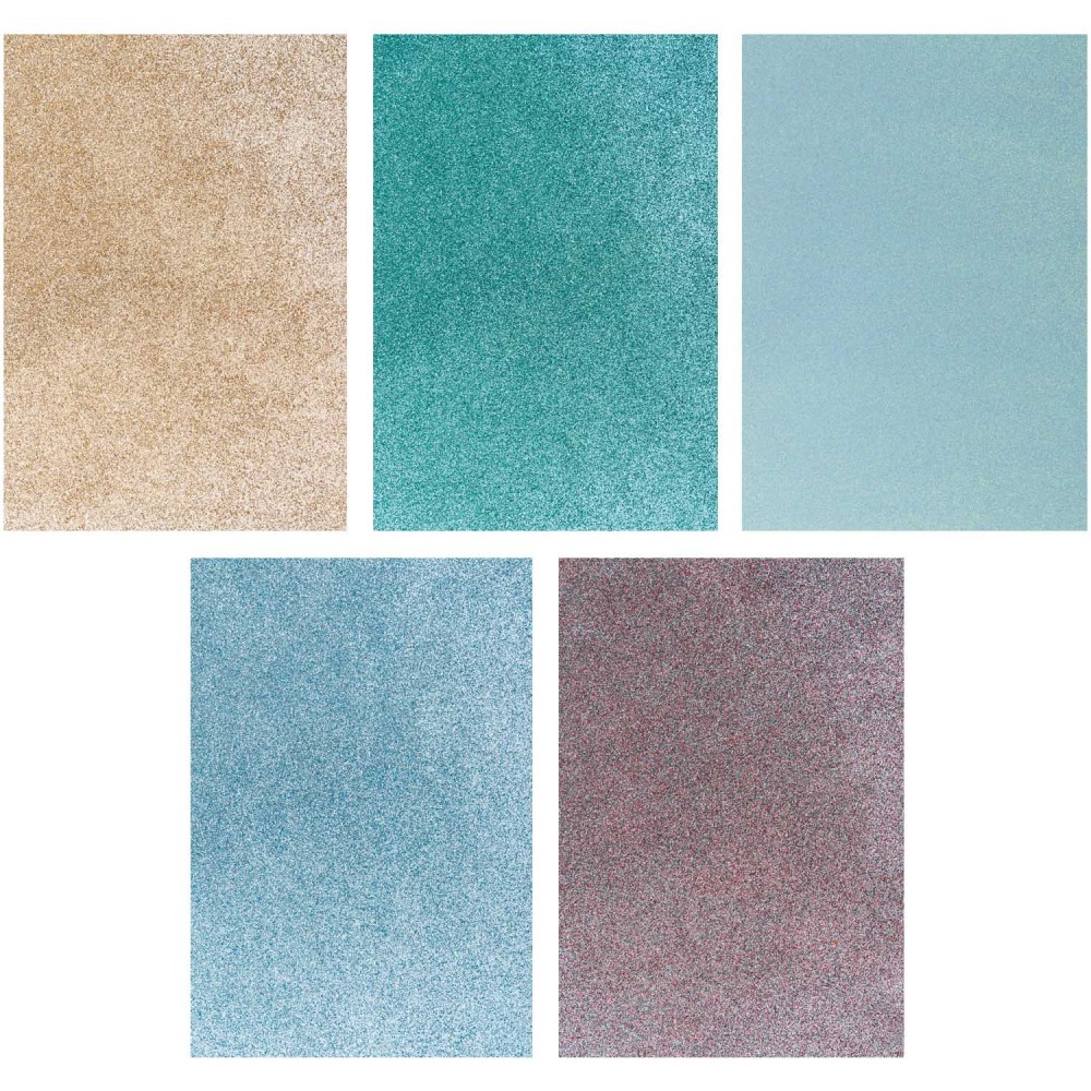 Glitter foam set 20 x 30 cm - Rico Design - pastel, 10 colors, 10 pcs.