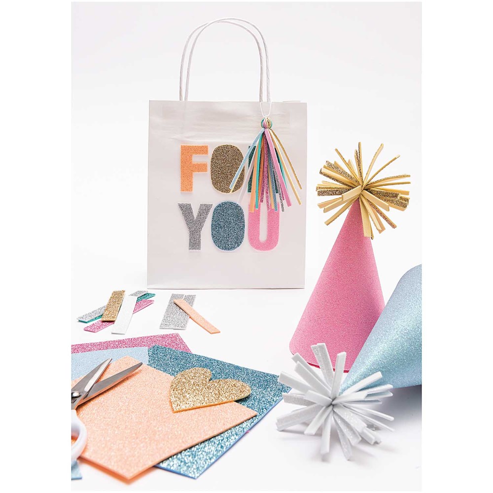 Glitter foam set 20 x 30 cm - Rico Design - pastel, 10 colors, 10 pcs.